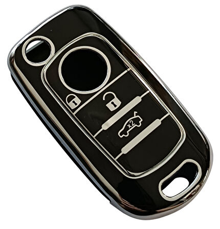 Fiat Egea Uyumlu Nano Anahtar Kumanda Kılıfı Oto Anahtarlık 3 Tuşlu Siyah Silver