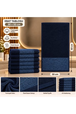 6 lı mutfak havlusu 100% pamuk 30x50 antrasıt kırçıl desenli
