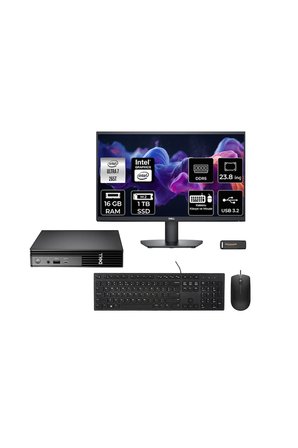 Pro Micro QCM1250 Core Ultra 7 265T 16GB RAM 1TB SSD 23.8" FHD FreeDOS QCM1250BTO107P414 Mini PC + Per4 USB