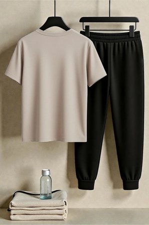 Unisex Cherry Tree Tasarım Baskılı Tişört - 2'li Eşofman Takımı