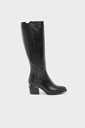 Hakiki Deri Fermuarlı Kadın Çizme