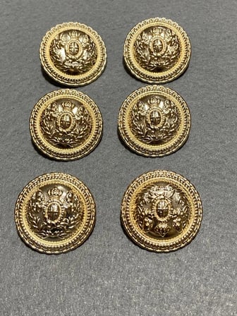 trençkot ve kaban düğmesi çelenk arma modeli gold 3 cm / 6 lı set 52771510132445