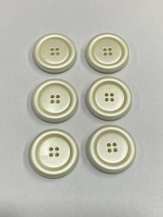 italyan Kaban Mont Kürk Düğmesi / Krem Sedef Boyalı / 6 lı set / 3,5 cm 