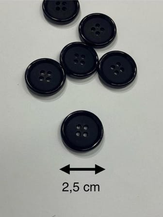Trençkot Mont Düğmesi İtalyan Düğme 6'lı Set Siyah 2,5 CM