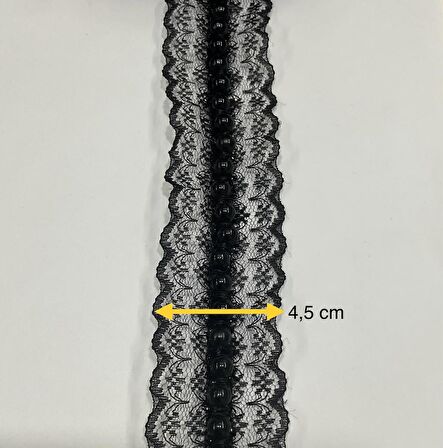 Dantel Üzeri İncili Şerit / Siyah / 1 Metre