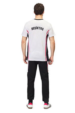 Beşiktaş Orijinal Lisanslı Antrenman Beyaz Bisiklet Yaka T-Shirt