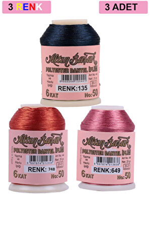 3 Adet Altınbaşak Oya ve Dantel İpi 20 gr - Royaleks - No: 748 - 649 - 135
