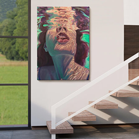 Su Altında Kadın Kanvas Tablo, Sualtı Yağlıboya Tablo Efektli Tablo-5280