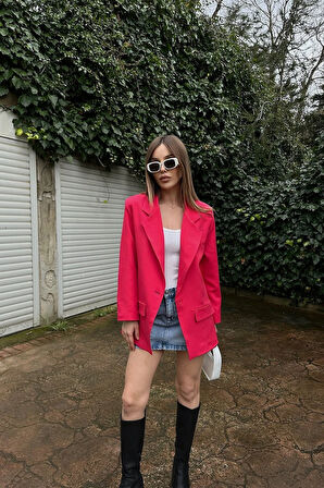 Selina Kruvaze Yaka Önü Düğmeli Ceket TNS-1111