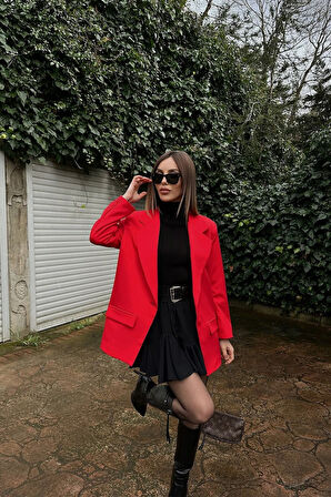 Selina Kruvaze Yaka Önü Düğmeli Ceket TNS-1111
