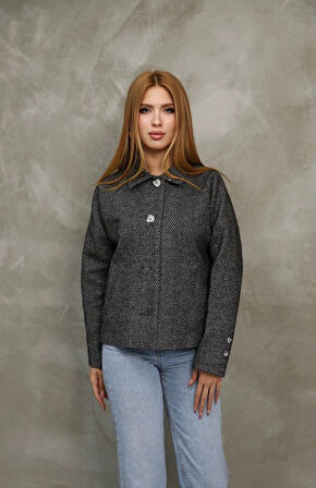 Dalida Balıksırtı Kaşe Ceket TNS-4429