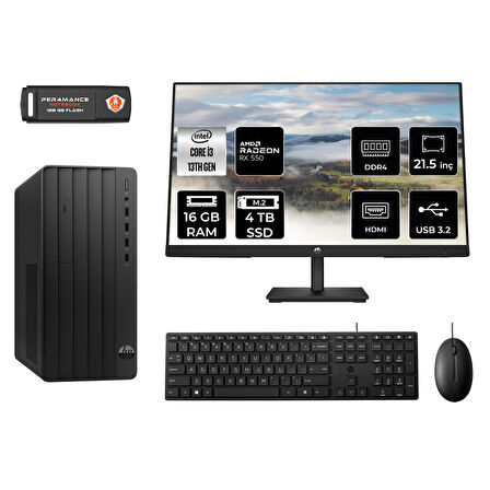 HP PRO TOWER 290 G9 MX0ESD165 i3 13100 16GB RAM 4TB SSD RX550 4GB 21.5" FDOS MASAÜSTÜ PC