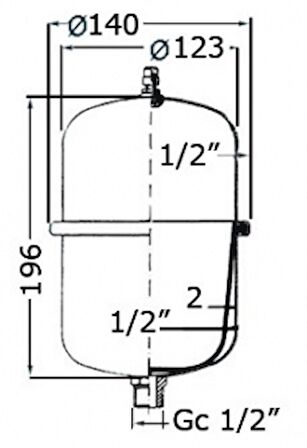 Basınç tankı 2 Litre 1/10 Bar Basınç