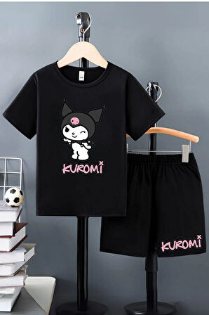 Kuromi Baskılı Alt Üst T-Shirt Şort Takım