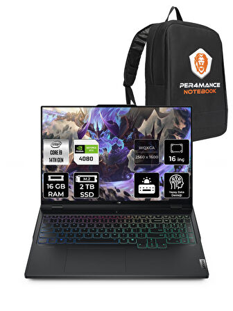 Lenovo Legion Pro 7 i9 14900HX 16GB 2TB SSD RTX4080/12GB 175W 240Hz WQXGA 16" FDOS & PER4 ÇANTA
