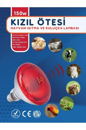 (6 Adet) 150w Kızılötesi Isıtıcılı Hayvan Isıtma Ve Kuluçka Lambası (kırmızı Işık) E27 (kalın Duy)