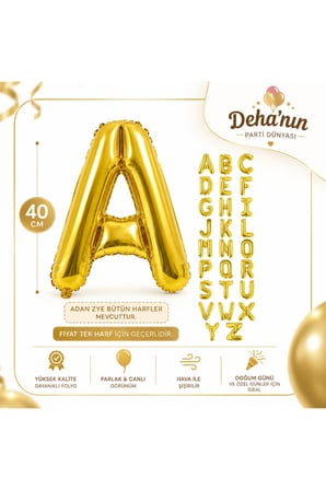 Adan Zye Harf Gold Folyo Balon 40cm