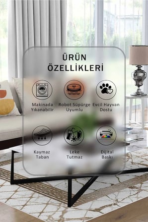 Yıkanabilir Kaymaz Taban Dijital Baskılı Halı ve Yolluk – Leke Tutmaz Salon & Mutfak Halısı