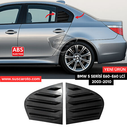 Bmw 5 Serisi E60-E60 LCİ 2003-2010 Uyumlu Kelebek Cam Izgarası Kelebek Cam Vizörü Havalandırma Sağ Sol Takım Parlak Siyah