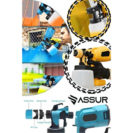 21V Çift Akülü 300 Mm Vernik Sprey Boya Püskürtme Makinesi ASSUR