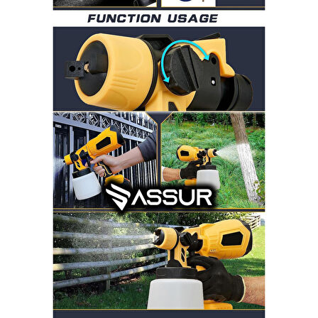 21V Çift Akülü 300 Mm Vernik Sprey Boya Püskürtme Makinesi ASSUR