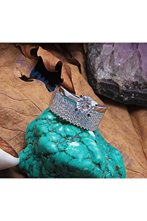 Tektaş Kadın Yüzük - Zirkon Pırlanta 925 Ayar  Gümüş Kadın Yüzük