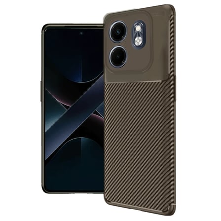 İnfinix Hot 50i 4G Kılıf Auto Focus Karbon Kapak - Kahverengi