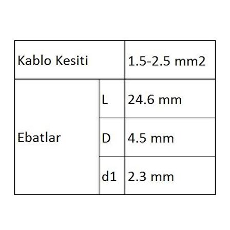 GBY252 Ek Muf İzoleli Kablo Ucu 40 Adet