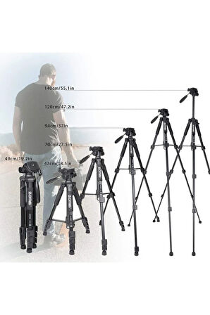 Q111 Profesyonel Alüminyum Tripod 5 Kg Taşıma Kapasiteli