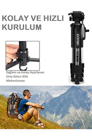 Q111 Profesyonel Alüminyum Tripod 5 Kg Taşıma Kapasiteli