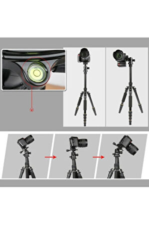 Canon Nikon Dslr Makineler Ile Uyumlu Tam Profesyonel Tripod 156cm Hidrolik Kafa