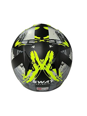 Sway 715 Şeffaf Vizörlü Yarım Motosiklet Scooter Kaskı L Beden Poison Black Grey Yellow