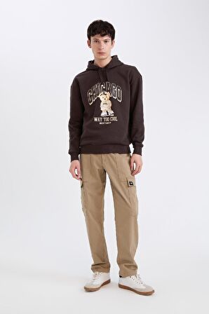 DeFacto Boxy Fit Kapüşonlu Baskılı Sweatshirt D0853AX24AUBN337