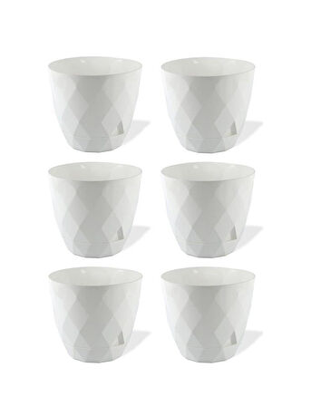 Omnipazar KRS-452 Yakamoz Tabaklı Plastik Saksı Takımı 1.3 Lt Beyaz 6 Adet