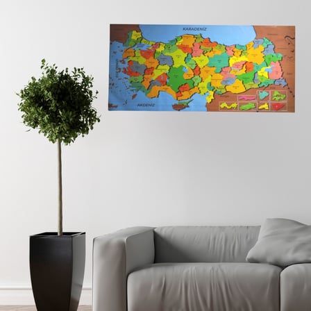 Renkli Türkiye Haritası Manyetik Yapıştırıcı Gerektirmeyen Duvar Stickerı 118 CM * 56 CM (5297)
