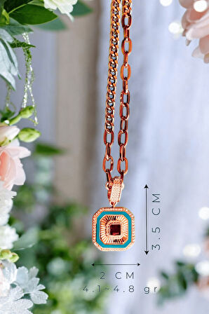 Kırmızı Baget Taşlı Rose Klipsli Kolye Ucu & Ajda Bilezik Charm | 925 Ayar Gümüş