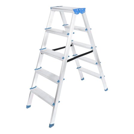 5+5 ÇİFT BASAMAKLI ALÜMİNYUM METAL MERDİVEN YÜKSEKLİK = 115CM BAŞ GENİŞLİK = 8CM (5297)