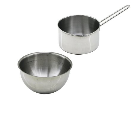 2PCS SET PASLANMAZ ÇELİK CHEFF SÜTLÜK - SOSLUK=14CM - DERİN KAP=17CM (5297)