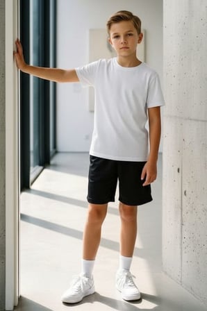 Pina Kids Erkek Çocuk Takım Beyaz Üst Siyah Şort Pamuk Penye İkili 6 Yaş