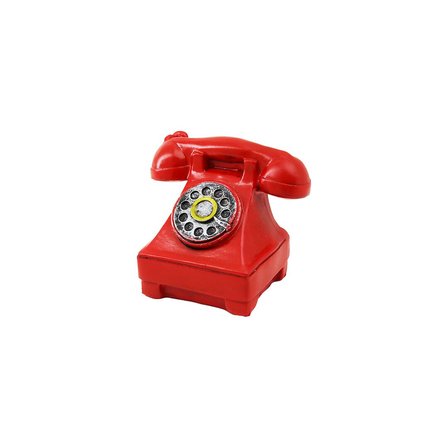Go İthalat Vintage Telefon Dekoratif Biblo Kırmızı Reçine 12x7.5 cm