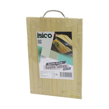 22X32 X 1.7CM LUX AHŞAP BAMBU KESİM PANOSU - KESME TAHTASI METAL KULPLU (5297)