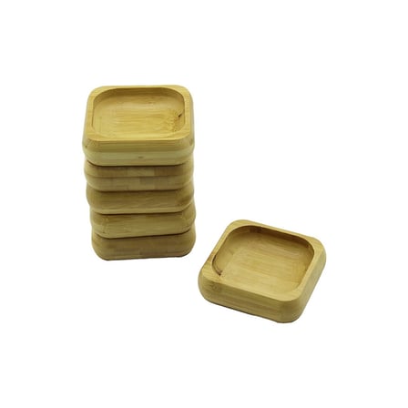 6 ADET 9X9CM KARE AHŞAP BAMBU ÇEREZLİK - LOKUMLUK KASE DERİNLİK: 1.8CM (5297)