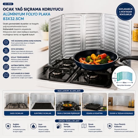 OCAK YAĞ SIÇRAMA KORUYUCU ALÜMİNYUM FOLYO PLAKA 84X32.5CM (5297)