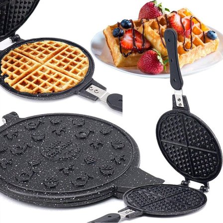20CM GRANİT DÖKÜM WAFFLE TAVA BAKALİT SAP (5297)