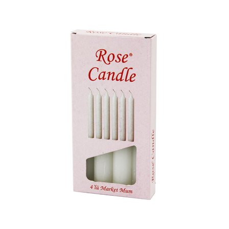 4PCS - KALIN   ÇAP=2CM - UZUNLUK=15CM     BEYAZ KLASİK  MARKET MUM (5297)