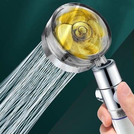 Go İthalat Turbo Pervaneli Filtreli 360 Derece Dönebilen Tazyikli Su Tasarruflu Duş Başlığı Gümüş