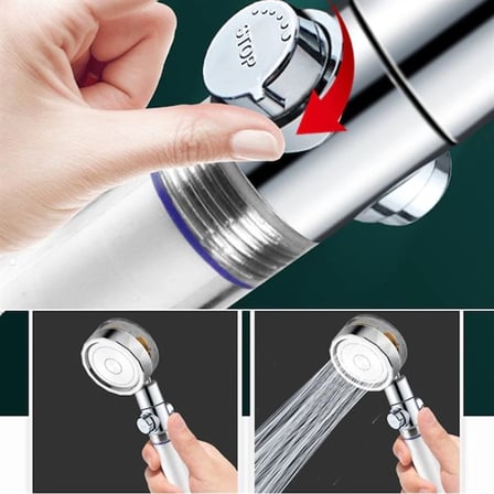 Go İthalat Turbo Pervaneli Filtreli 360 Derece Dönebilen Tazyikli Su Tasarruflu Duş Başlığı Gümüş