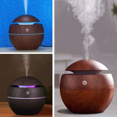 Küre Model Akasya Renk Hava Nemlendirici – Ultrasonik Soğuk Buhar Makinesi, LED Işıklı Masaüstü Oda 