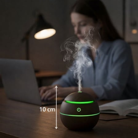 Küre Model Akasya Renk Hava Nemlendirici – Ultrasonik Soğuk Buhar Makinesi, LED Işıklı Masaüstü Oda 