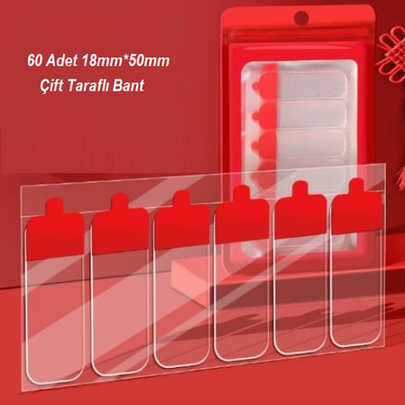 60 Parça Kolay Açılır Güçlü Çift Taraflı Bant 18mm*50mm (5297)